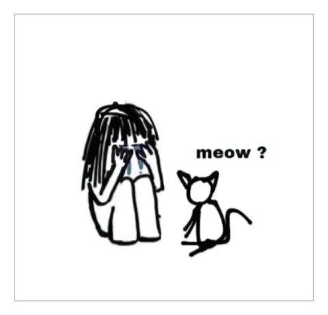 Sad person asks meow?