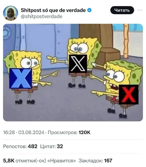 Губки Боб и три версии X