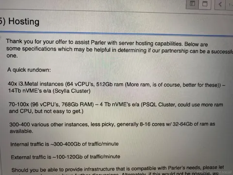 Parler Needs Supercomputer Hardware