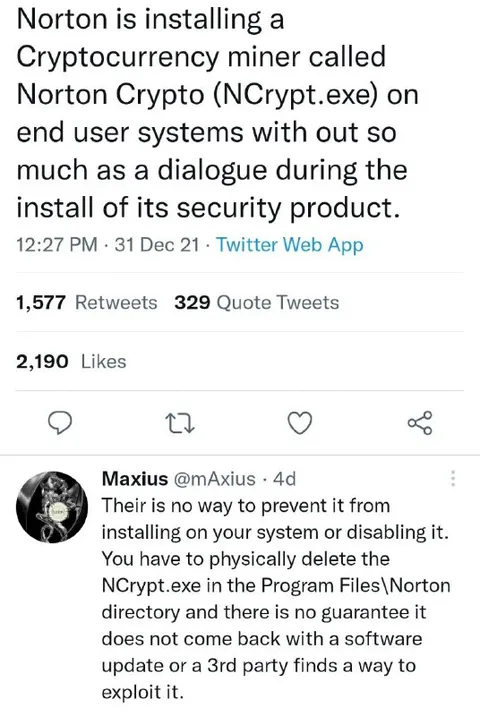 Norton Crypto Installs Itself