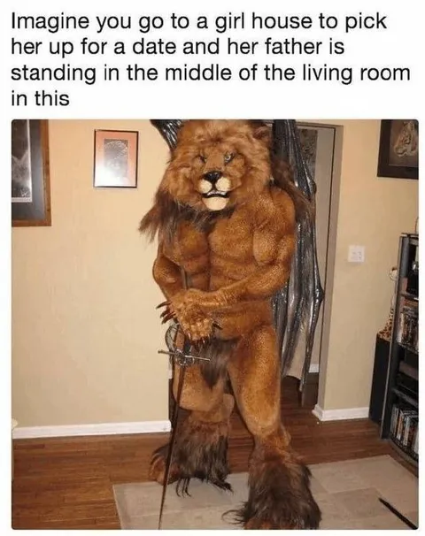 Lion Costume Father at the Door