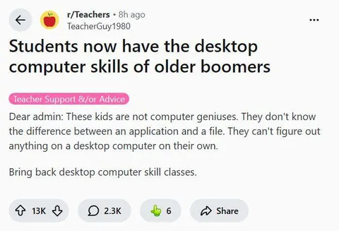 Students Have Boomer Computer Skills