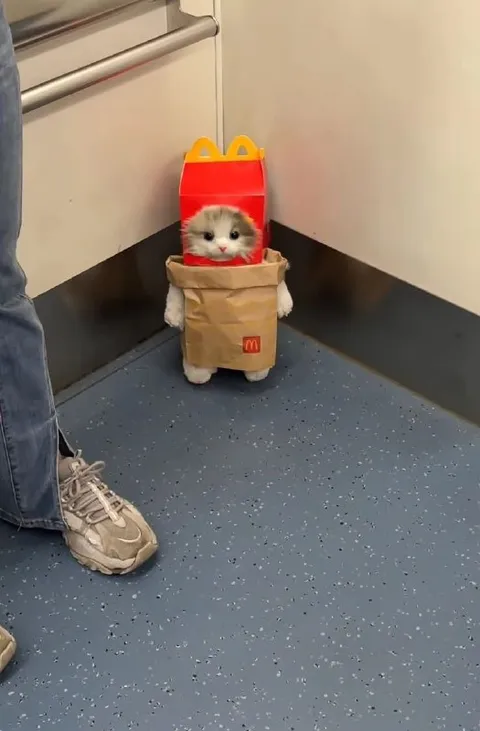 Котёнок в пакете McDonald's