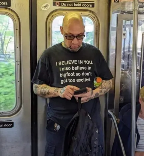Bigfoot Belief Shirt on Subway