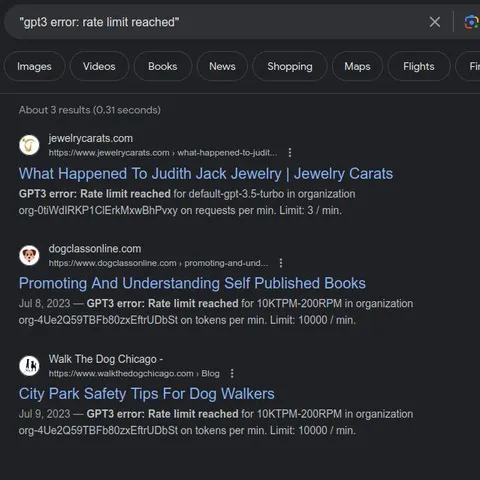 GPT-3 Rate Limit Search Results