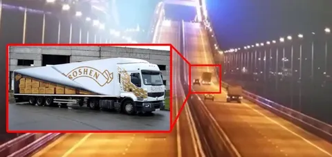 Грузовик Roshen на мосту