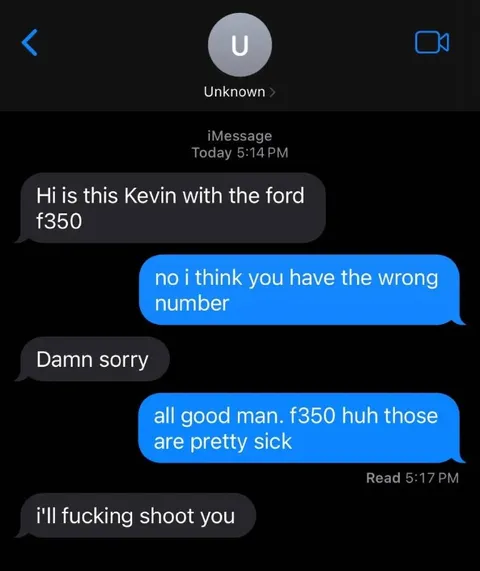 Wrong Number Ford F350 Text