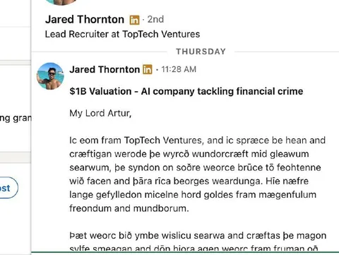 LinkedIn Recruiter Writes in Old English