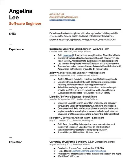 Angelina Lee Resume