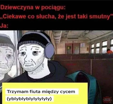 Smutny chłopak w pociągu