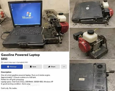 Gasoline Powered Laptop Listing