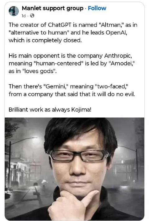 Kojima Explains AI Company Names