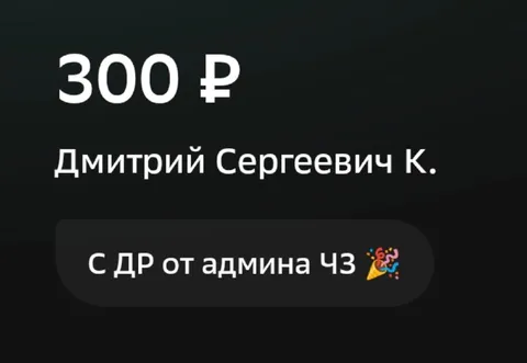 Подарок от админа на день рождения