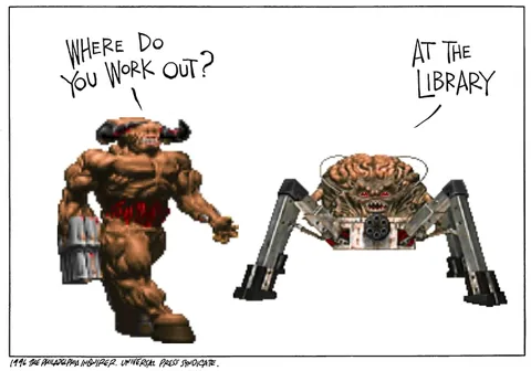 Demon Works Out at the Library