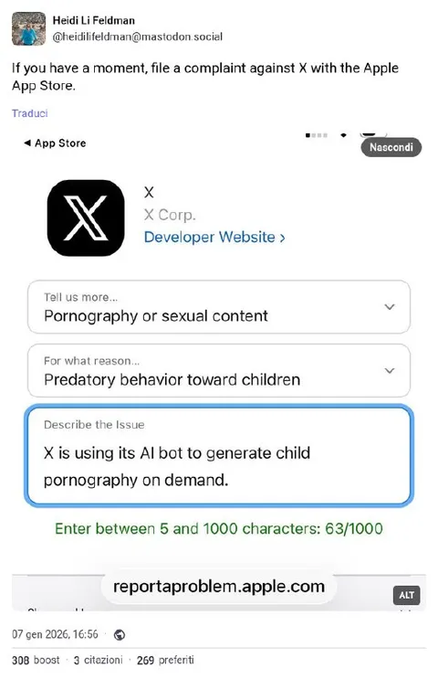 Report X for Child Pornography
