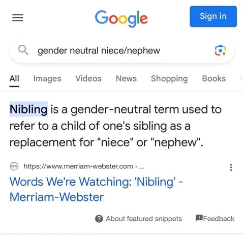 Gender-Neutral Niece or Nephew