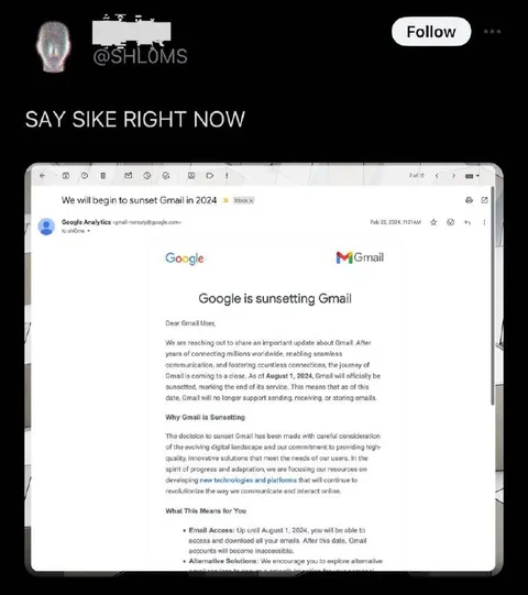 Say Sike Right Now Gmail