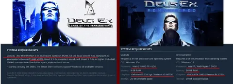 Deus Ex Remastered System Requirements
