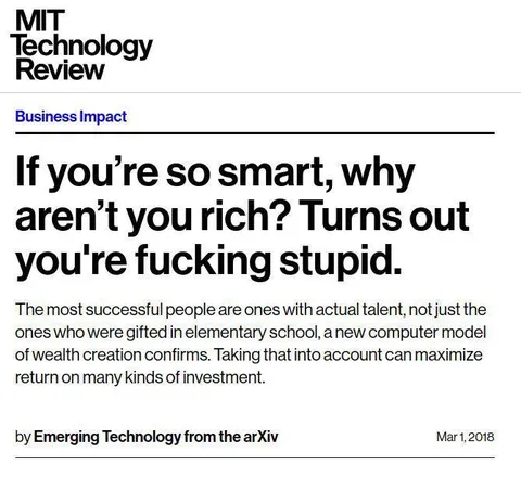 If You’re So Smart, Why Aren’t You Rich?