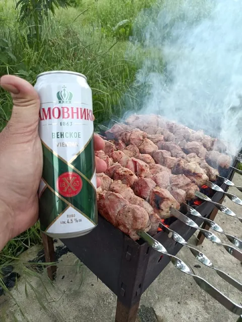 Пиво и шашлык на природе