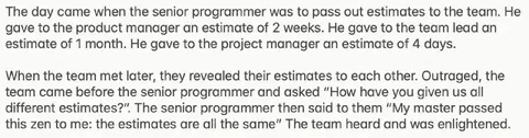 Senior Programmer Zen Estimates
