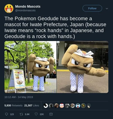 Geodude Iwate Mascot