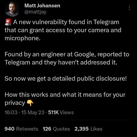 Telegram Camera Vulnerability Disclosure