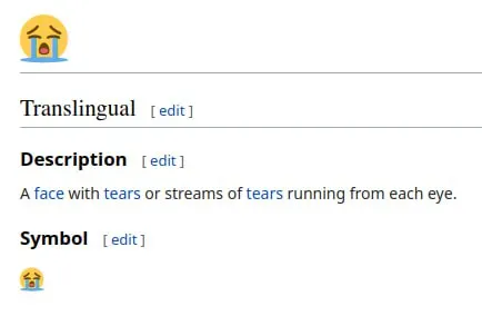 Crying Face Dictionary Entry