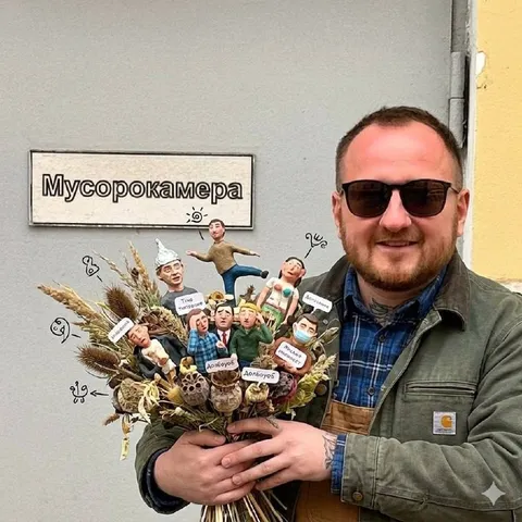 Мусорокамера с букетом