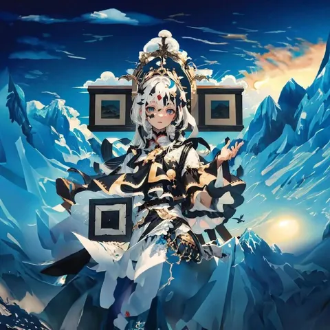 Аниме-девушка среди QR-кодов