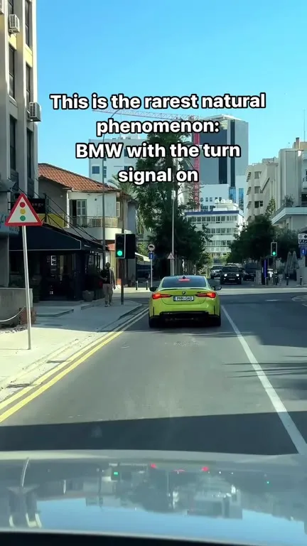 BMW With Its Turn Signal On