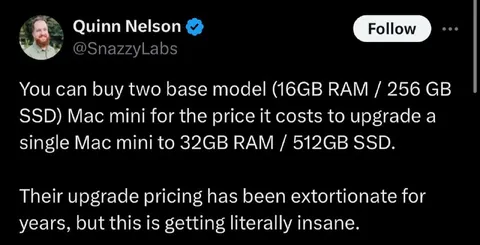 Insane Mac mini upgrade pricing