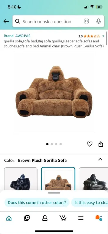 Brown Plush Gorilla Sofa