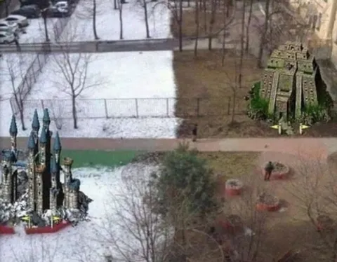 Зима и весна на одной площадке