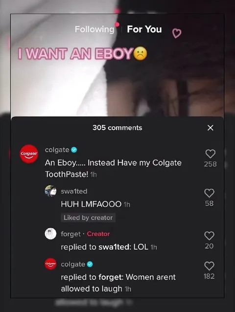 I Want an Eboy Colgate Reply