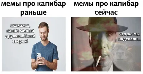 Мемы про капибар раньше и сейчас