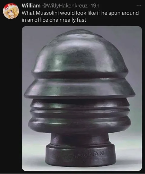 Mussolini Spinning in an Office Chair