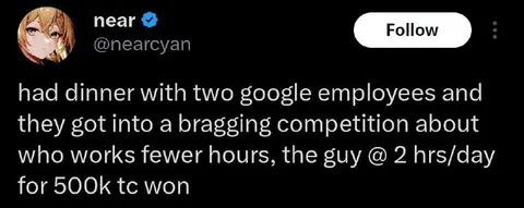 Google Employees Brag About Work Hours
