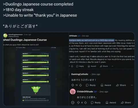 Duolingo Japanese Course Completed