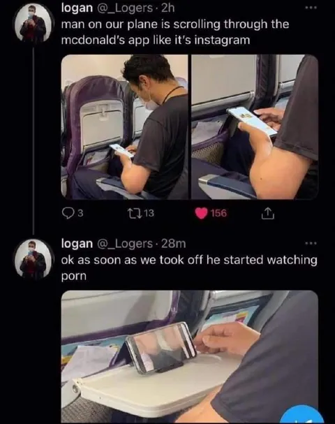 Plane Passenger Scrolls McDonald's App