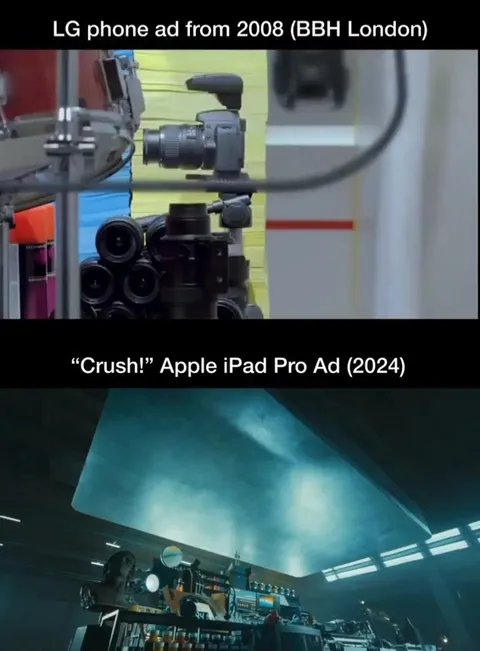 Old LG Ad vs iPad Crush Ad