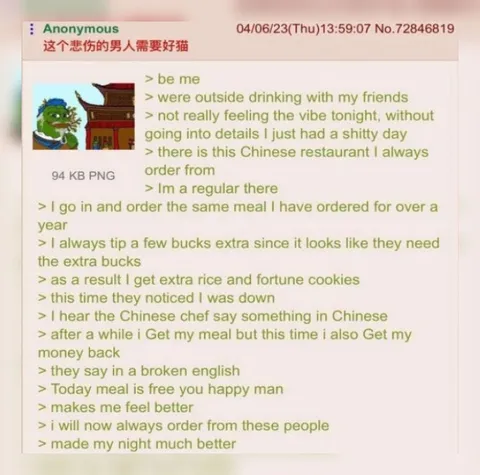 Today meal is free you happy man