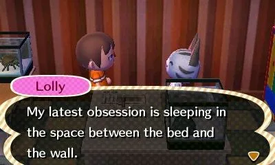 Lolly Sleeps Between the Bed and Wall