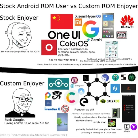 Stock Android User vs Custom ROM Enjoyer