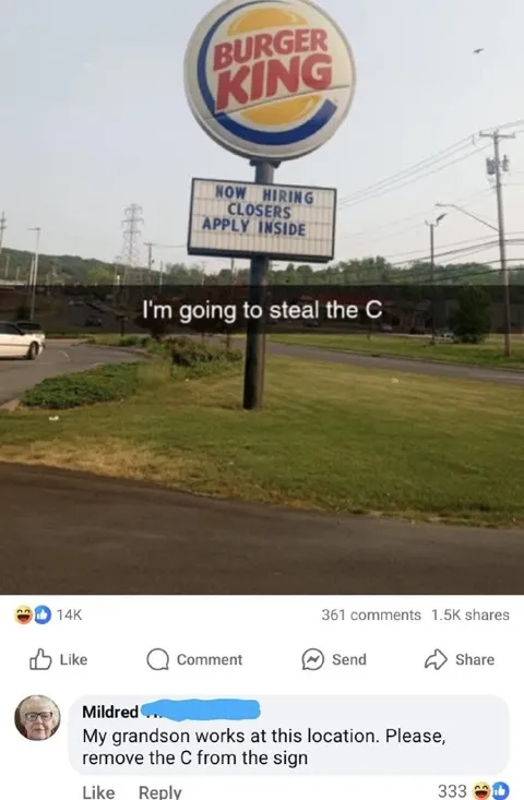 Steal the C from Burger King