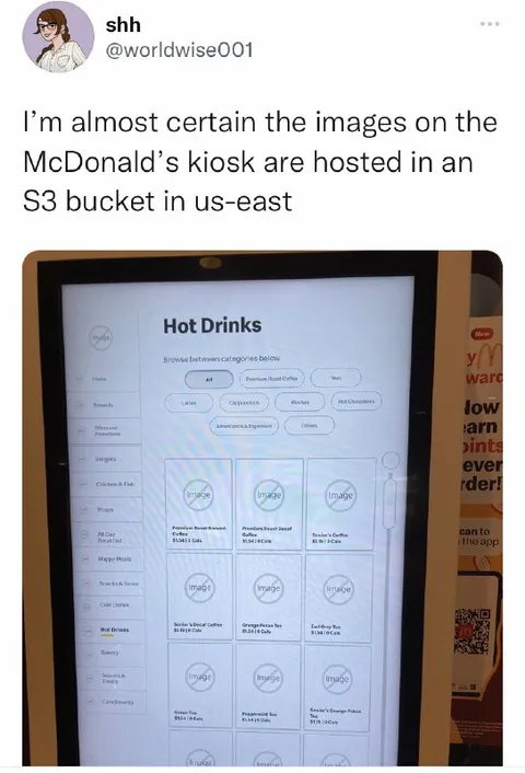 McDonald’s Kiosk S3 Bucket