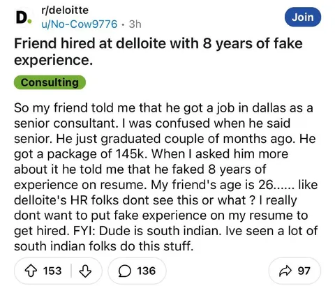 Friend Fakes Eight Years Experience