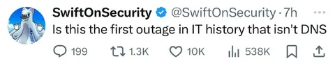 The First Non-DNS Outage