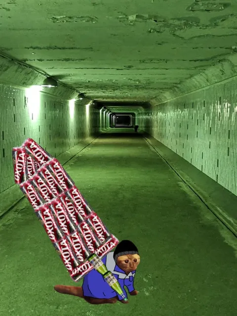 Кот с охотой ищет выход