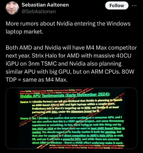 Nvidia Enters Windows Laptops